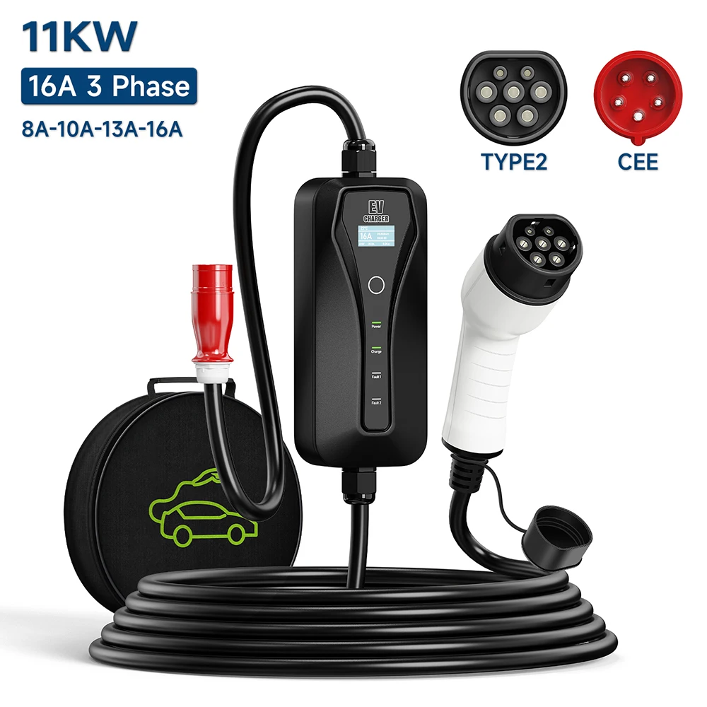 Type 2 Portable Ev Charger 11Kw Cee - 11KW 16A EV 충전기 유형 2
