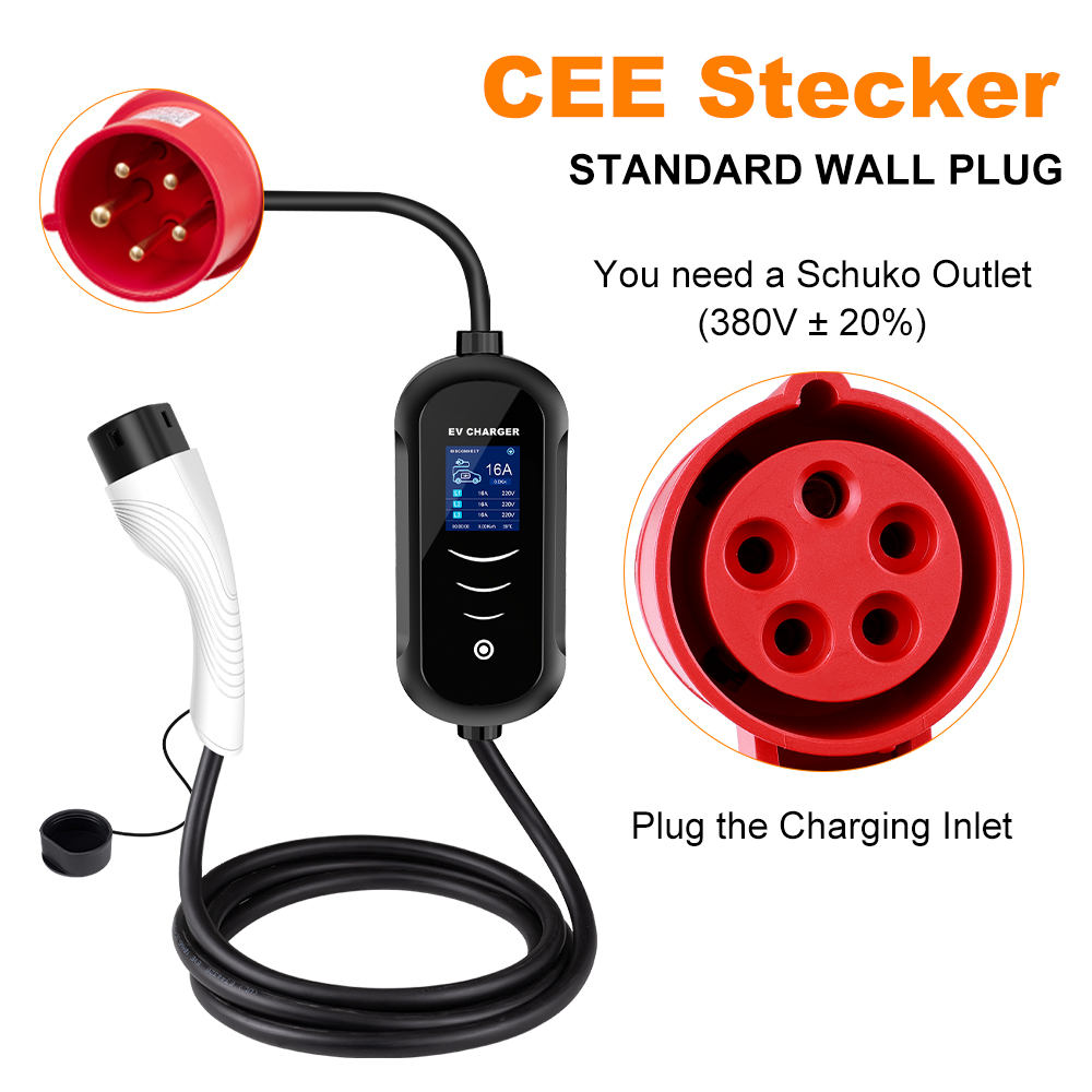 IPENGEN 전기 자동차 충전기 CEE 플러그 IEC - Type 2 Portable Ev Charger 11Kw Cee 리뷰 및 가격